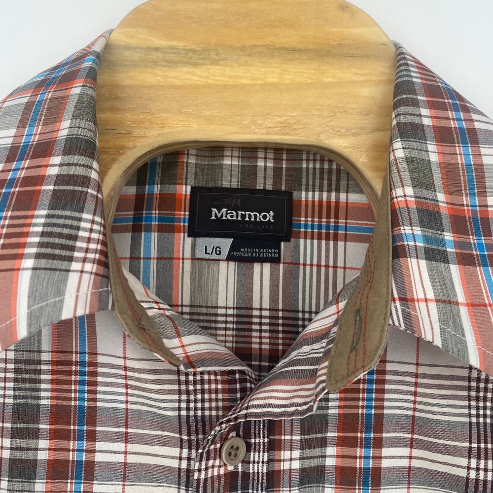 Marmot Shirt Large Short Sleeve Button Up Mens Lightweight Outdoors 100% Poly - Picture 2 of 9